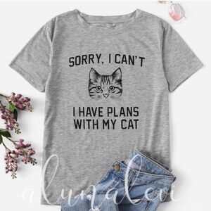 “Plans With My Cat”NWT Tee Shirt ShortSleeve Gray